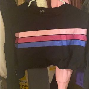 black pink & purple crop top long sleeve